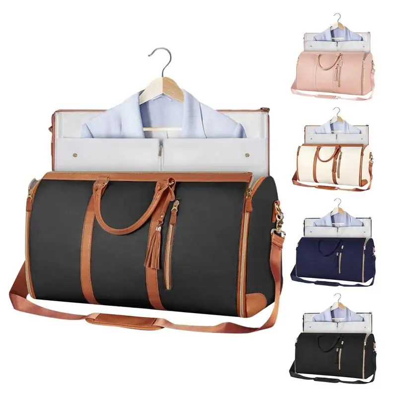 

Garment Duffle Bags Travel Carry On Hanging Foldable Handbag Large Capacity PU Convertible Waterproof Outdoor Fitness Bags