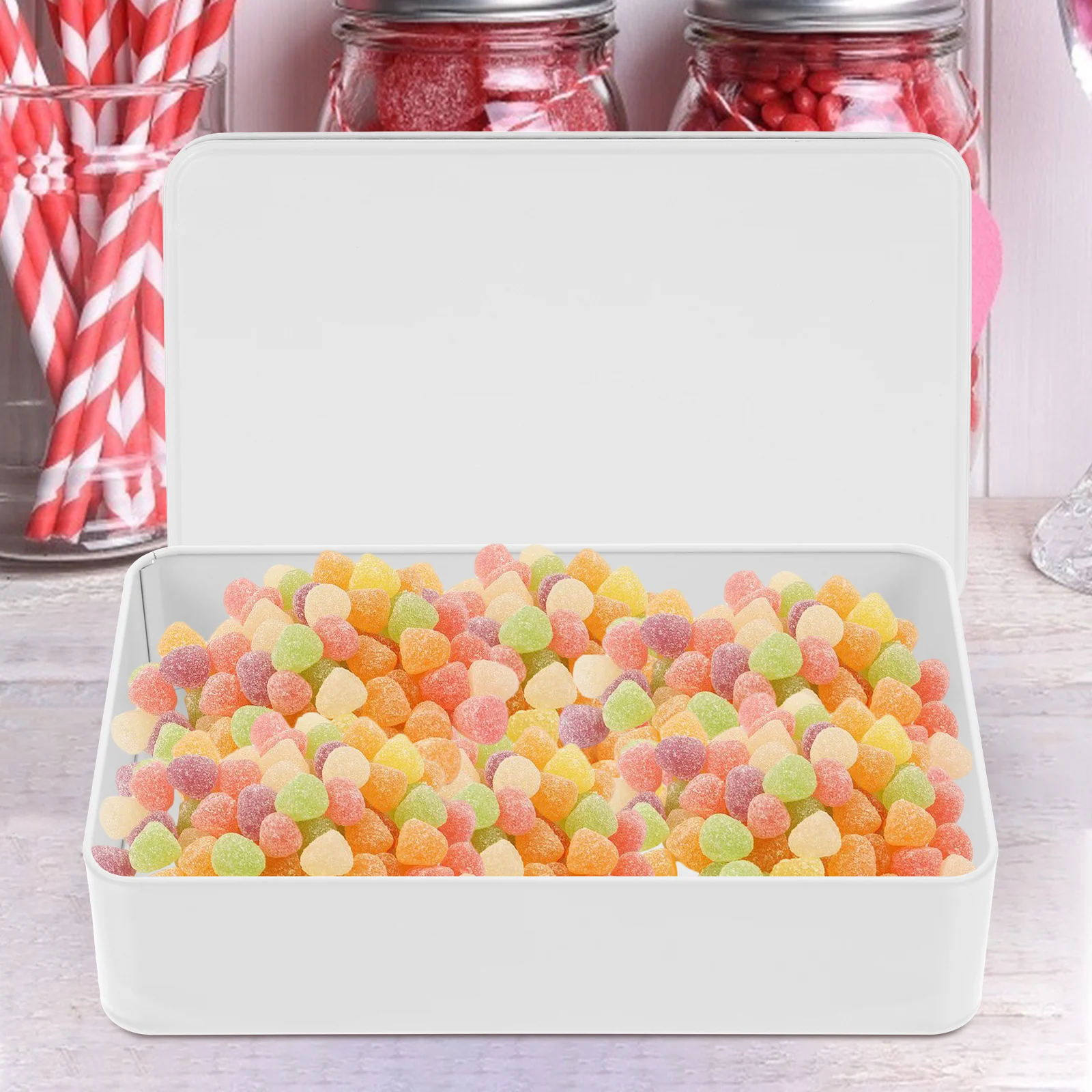 

3pcs White Rectangular Storage Boxes Tinplate Containers with Lids for Sweets Gifts Snacks Jewelry Sturdy Sealing