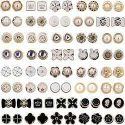 MIX 15Pcs Women Shirt Brooch Buttons Cover up Button Pins Free Sewing Pearl Rhinestone Button for DIY Shirt Hat Clothing Decor