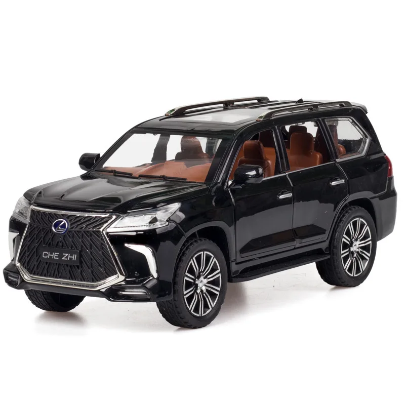 

1/24 Lexus LX570 SUV, модель автомобиля из сплава, литье под давлением, металлические внедорожники, модель автомобиля, имитация звука и света, детские игрушки, подарок