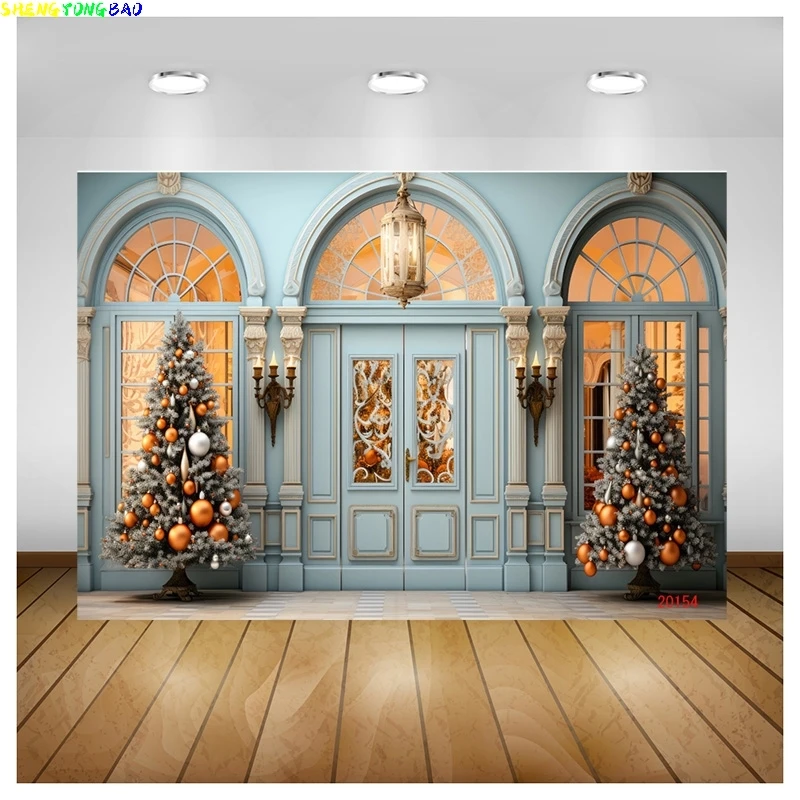 

Vinyl Custom Christmas Day Fireplace Photography Backdrops New Year Candy Chimneys Store Ball Window Studio Background WW-78