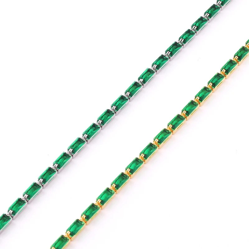 Sexy Choker Tennis Chain Necklace For Women Luxury Green Cubic Zircon Diamond Short Iced Out Hip Hop Neck Accessories Jewelry