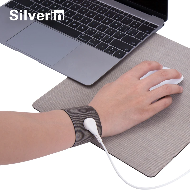 Grounding Therapy Band Silver Fiver Wrist Band Grounding Wrist Strap Improves Sleep, Reduces Inflammation, Pain