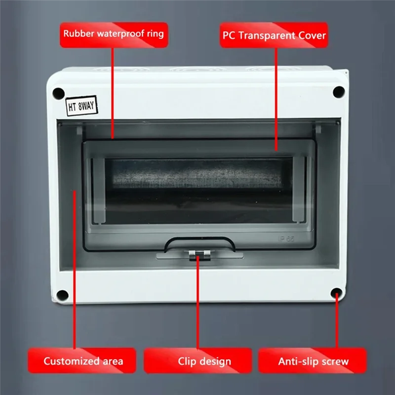 AT43-HT Electrical Junction Box IP65 Waterproof Transparent Cover Outdoor Distribution Switch Wiring Box