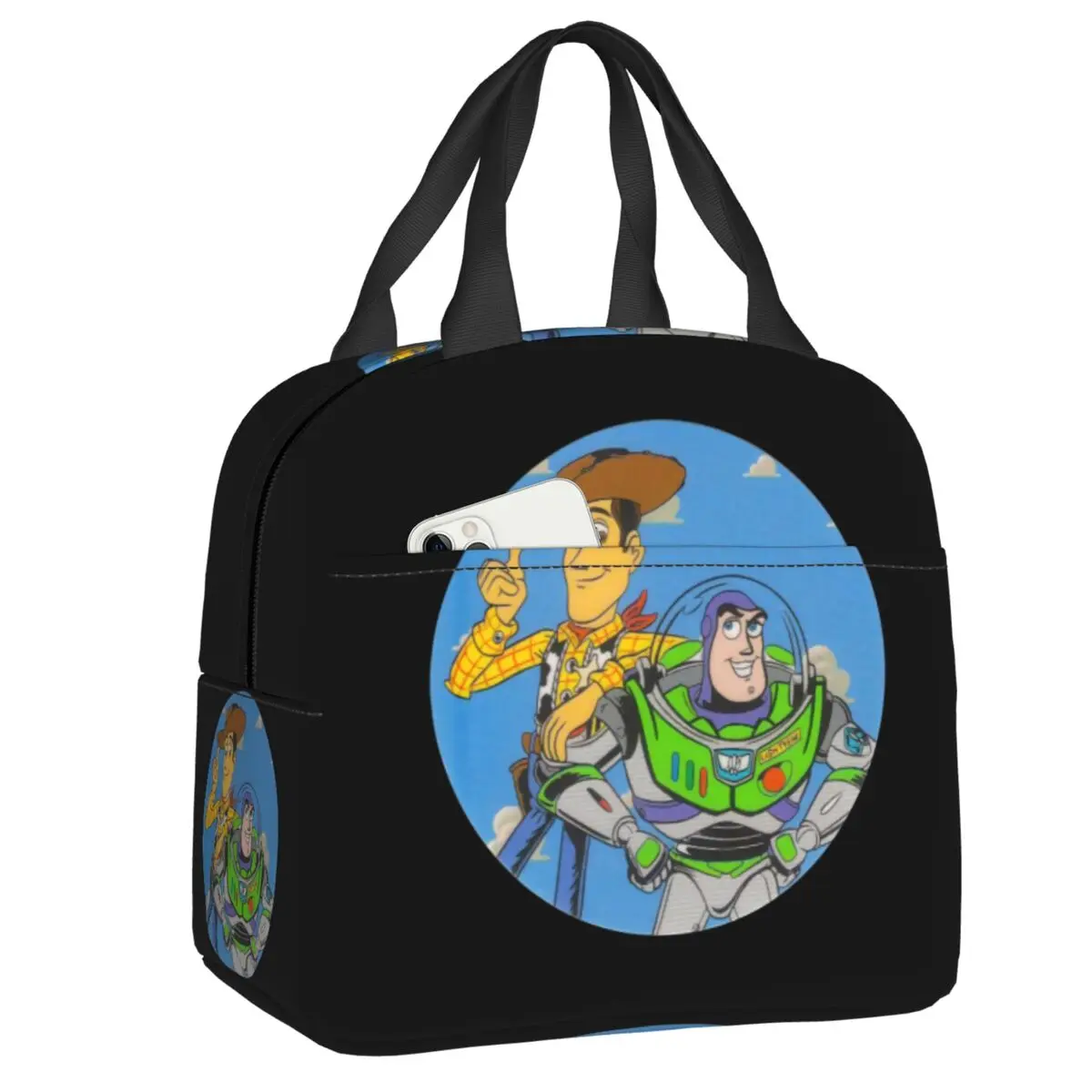 

Custom Toy Story Cartoon Insulated Lunch Bag for Portable Woody Buzz Lightyear Cooler Thermal Bento Box Office Picnic Travel
