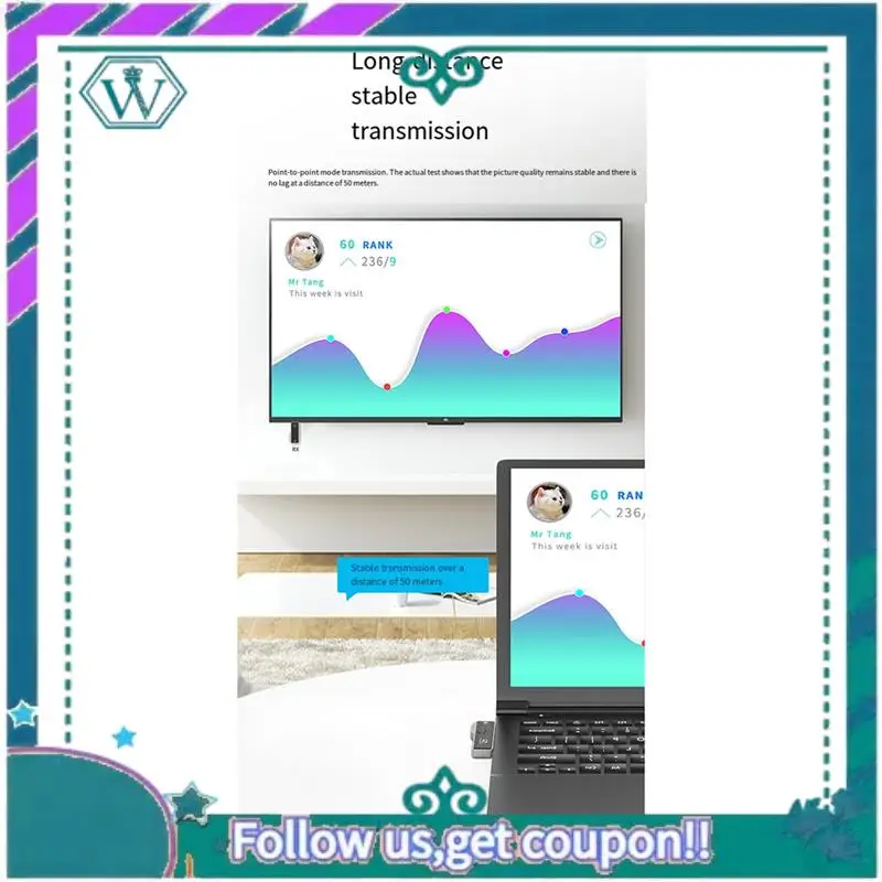 A75Q-1080P Type C لاسلكي - متوافق مع جهاز إرسال واستقبال الفيديو ومحول عرض موسع للهاتف وشاشة تلفزيون الكمبيوتر
