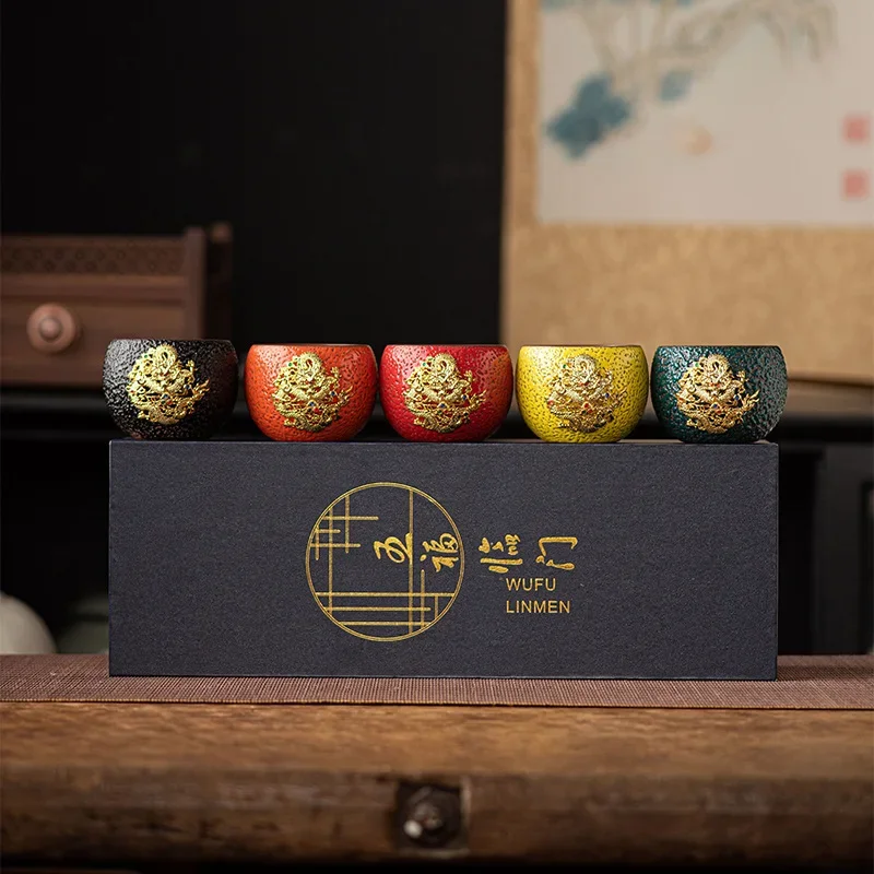 

China Fenglubao coarse pottery meditation teacup master cup tea tasting Longfeng creative retro home gift box