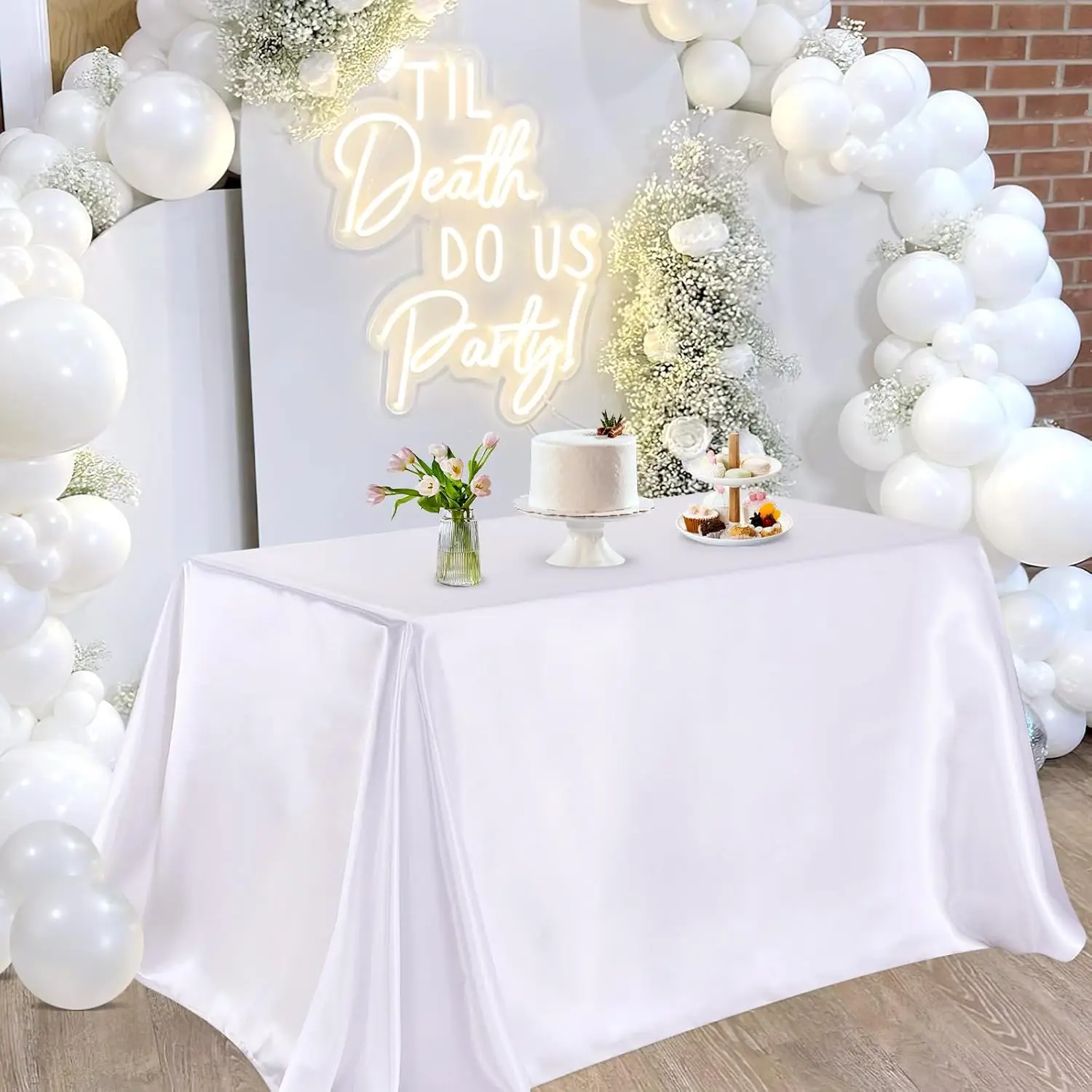 

Red Satin Tablecloth Birthday Christmas Party Dining Table Cover Wedding Decoration Solid Color Smooth Satin Fabric Tablecloth