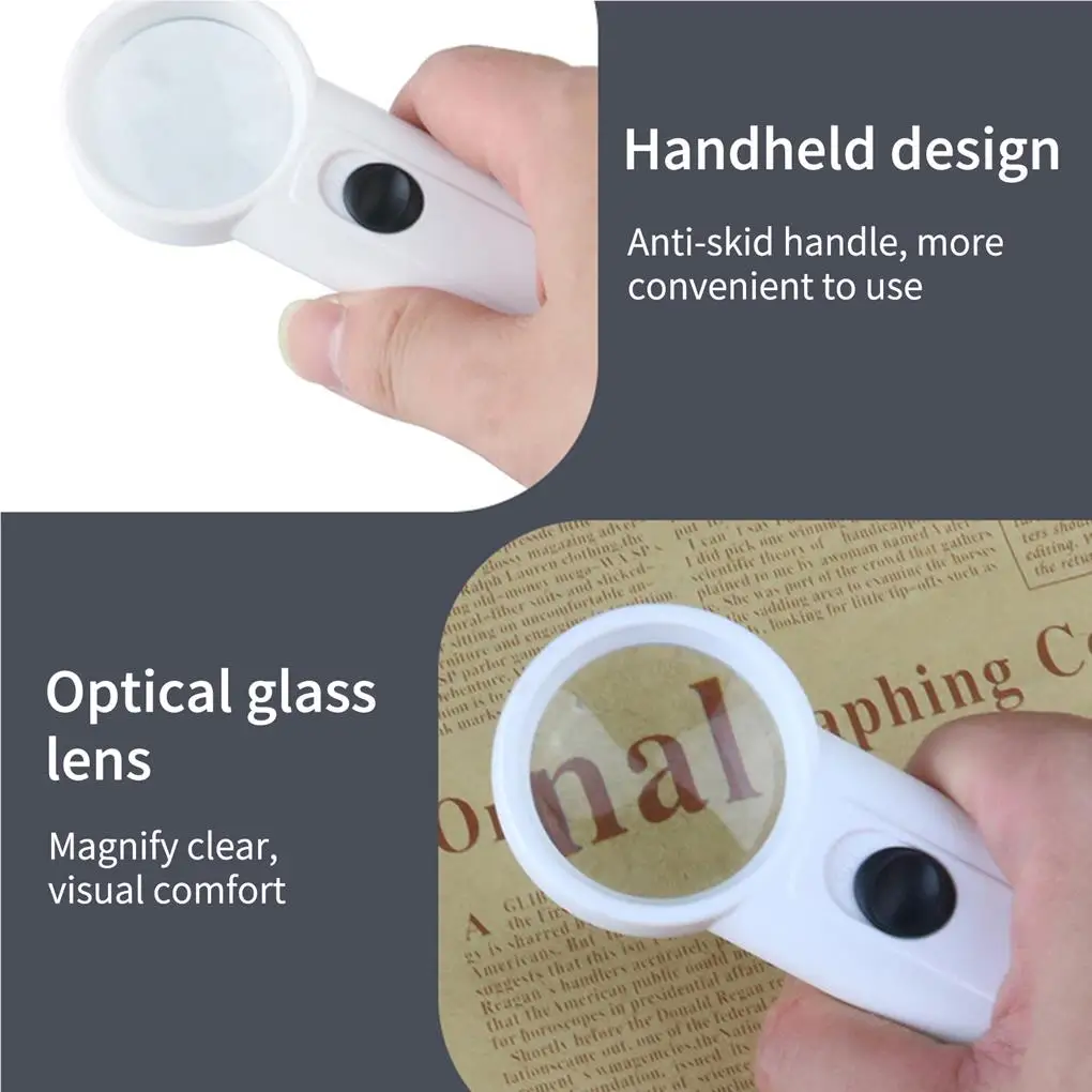 Magnifying Glass with LED Lights 5-time Lighted Hand-held Magnifier for Seniors Reading Working Low Vision