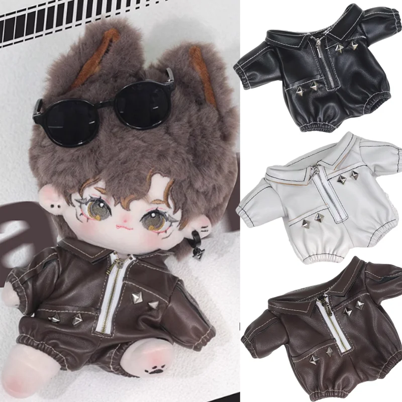 Muñeca de algodón de 20cm, chaqueta de cuero fresca a la moda, ropa sin atributos, accesorios de juego de vestir para muñecas