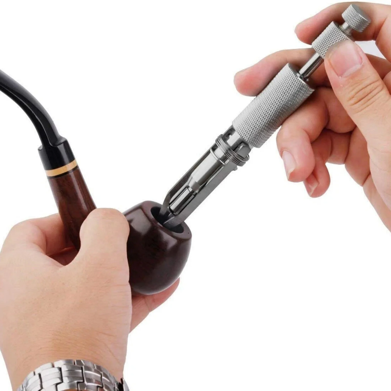 14cm Stainless Steel Adjustable Silver Tobacco Smoking Pipe Adjustable Reamer Cleaning Tool Scraper Pen