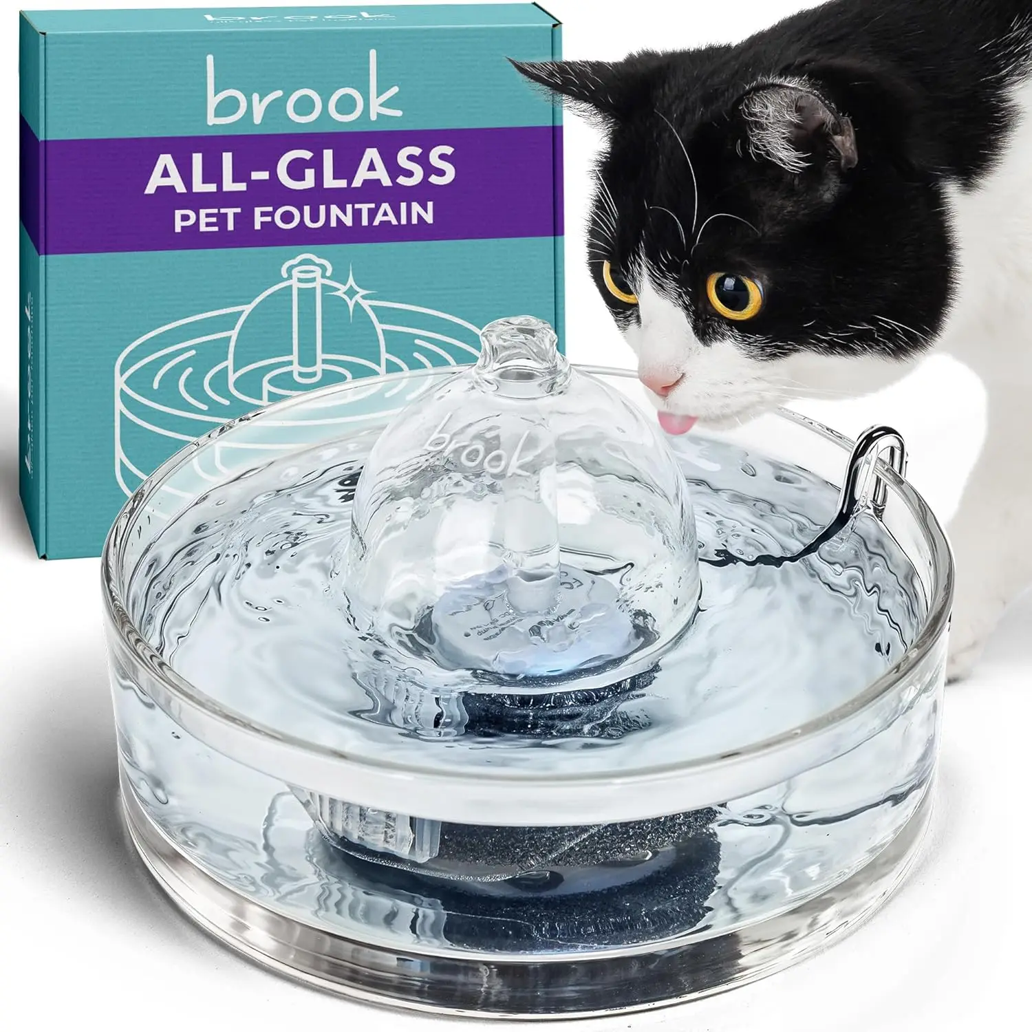 

Glass Pet Fountain (90oz/2.7L) – Cat & Dog Water Fountain – Glass Cat Fountain & Automatic Water Dispenser for