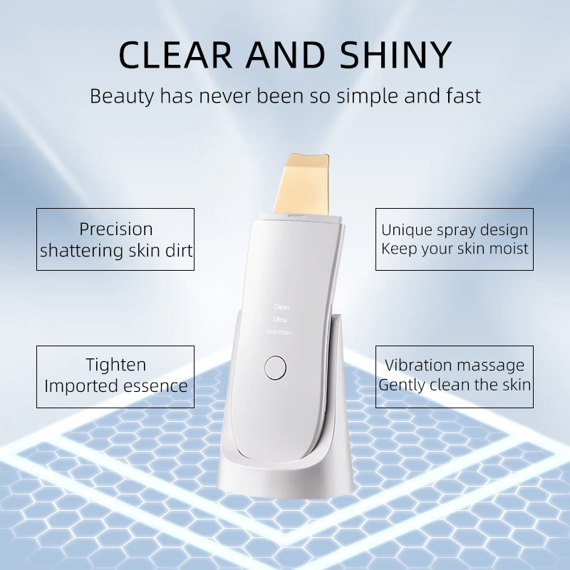 Ultrasonic Skin Scrubber Electric Skin Scrubber Deep Face Cleaning Peeling Shovel Facial Pore Cleaner Blackhead Removal Lifting