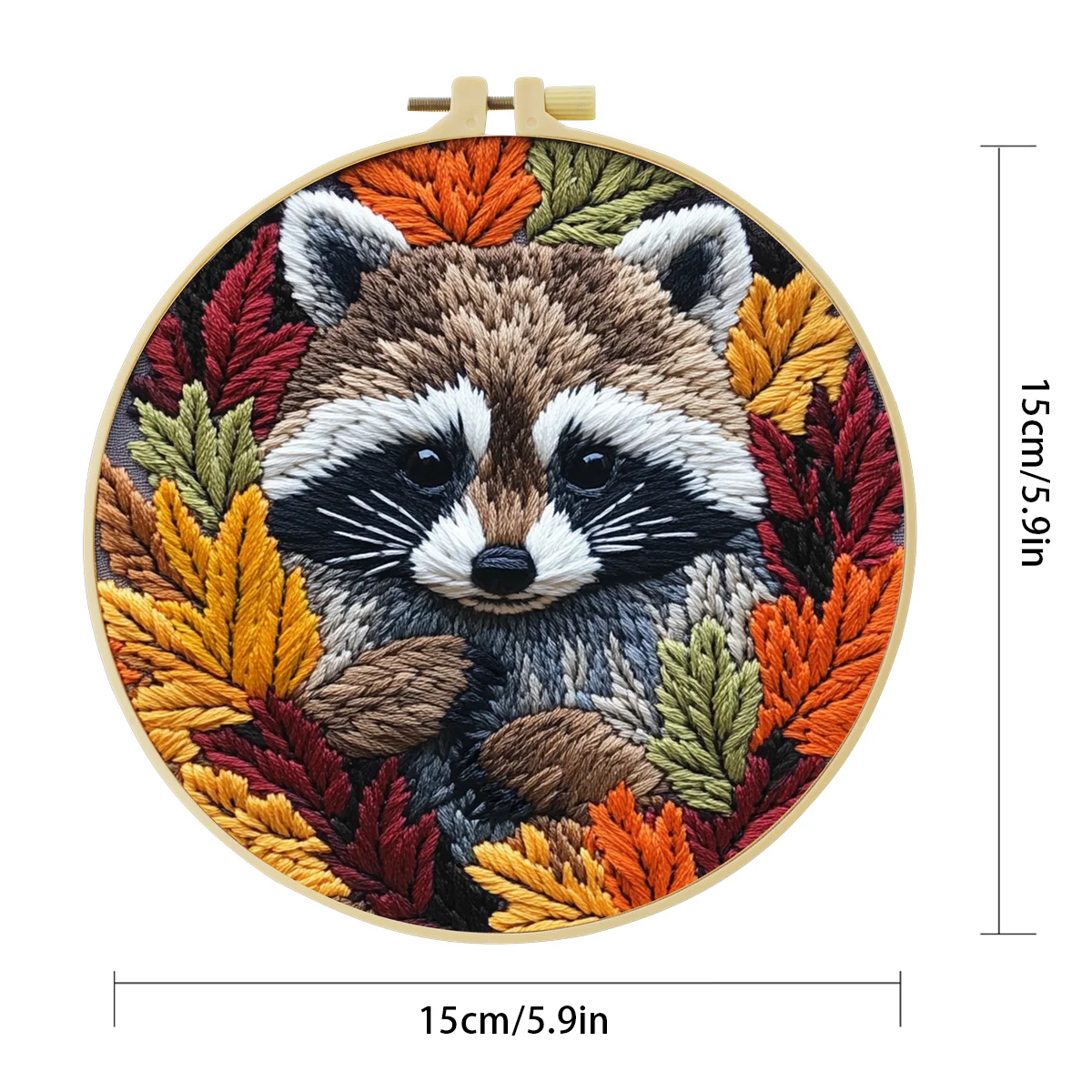 1 Stück 20X20CM/15X15CM 7,87/6,3 Zoll Stickerei-Starter-Kit DIY-Kit Heimdekoration, Waschbär, Stickerei-Kit – Detail 5