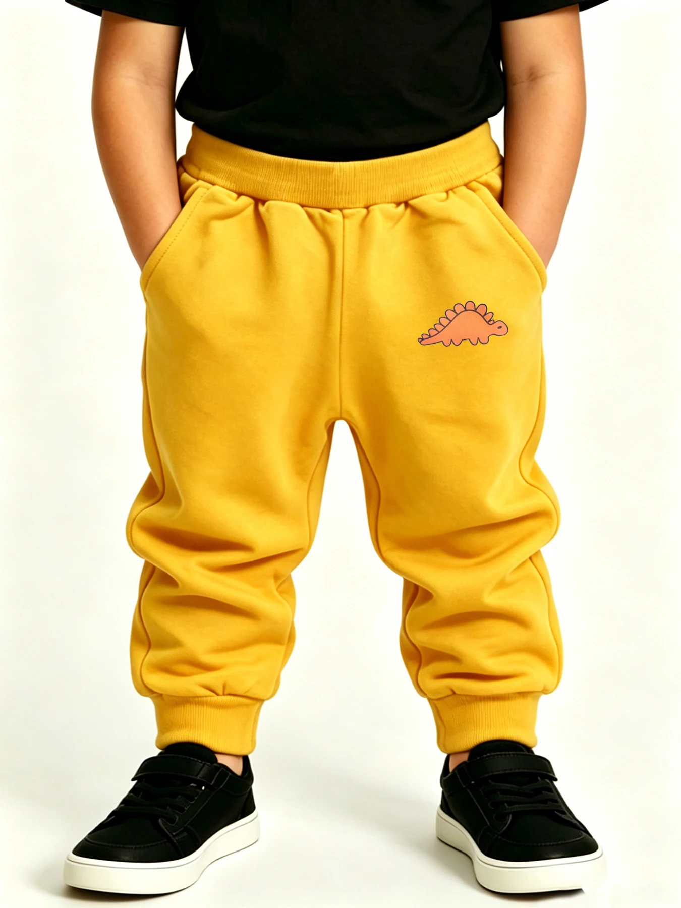 Boys Girls Cute Yellow Dinosaur Print Sweatpants Comfortable Jogging Pants Daily Sports Trousers Four Seasons Wear In stock
