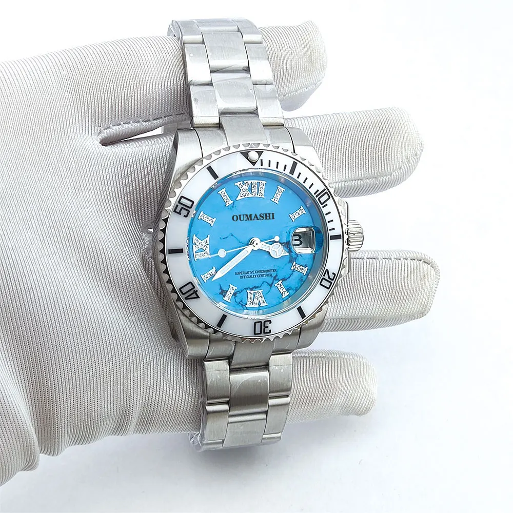 Reloj personalizado para hombre de 41,5mm NH35 movimiento mecánico automático reloj de buceo para hombre cristal de zafiro logotipo personalizable