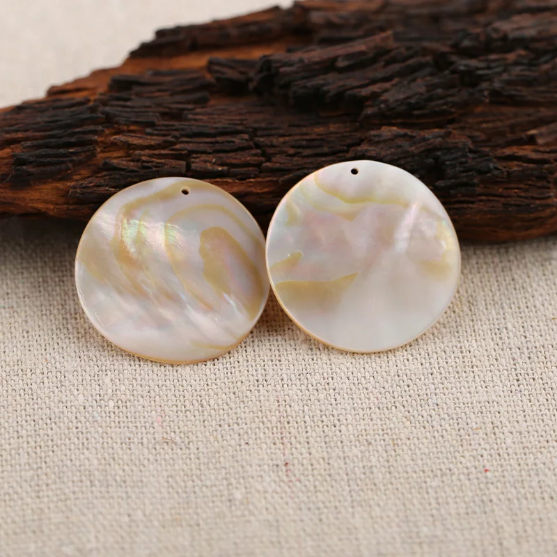 

B&F Round Shell Pendant Beads, Handmade Natural stones beads, Polished Stones for jewelry Making Supplies