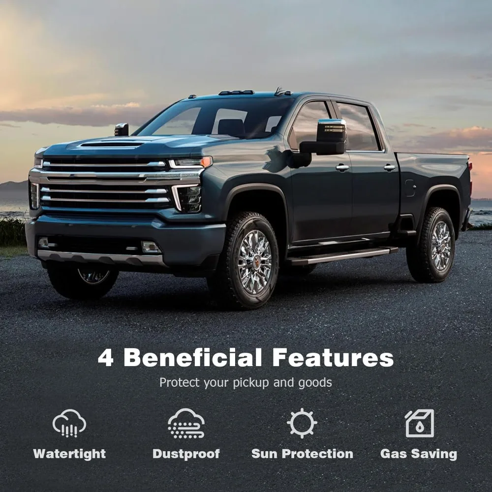أدوات خارجية/غطاء تونيو سرير شاحنة ناعم ثلاثي الطي لـ 2019-2025 سيلفرادو/سييرا 1500 5.8 قدم، أغطية سرير شاحنة 5.8 قدم 69.9 بوصة