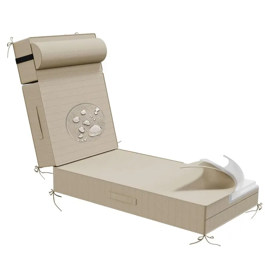 Olefin Cojines para chaise lounge con almohada, 72x 21x5 Almohadillas para sillón para muebles de patio resistentes al agua y a la decoloración con St