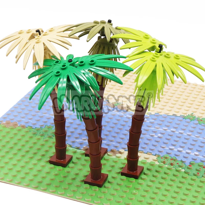 MARUMINE 4PCS Coconut Tree MOC City Plant Building Blocks Bricks Garden Bonsai Forest DIY Classic Model Kit 30338 30239