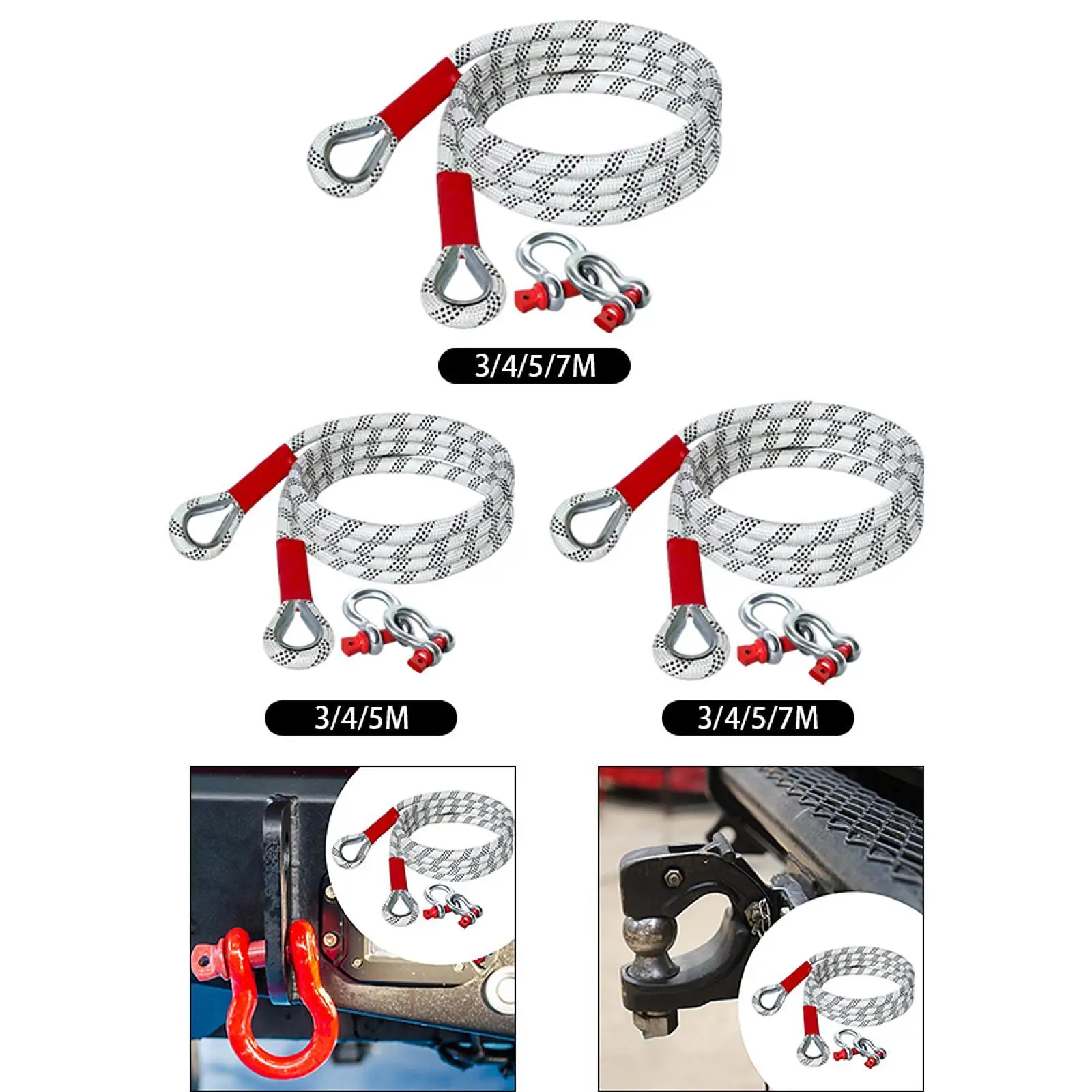 

Wear Resistant Tow Rope for Car Towing Heavy Duty Trailer Rope with Hooks Easy to Use Vehicle Recovery Equipment
