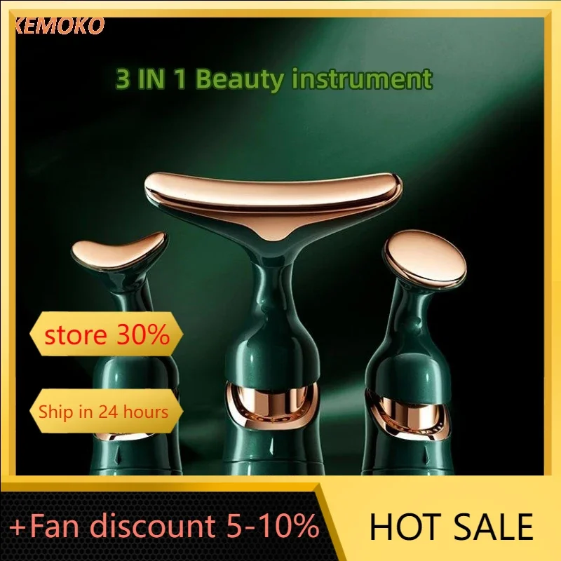 3 In 1 Facial Neck Lifting Device Face Eye Massage Double Chain Reduce EMS Beauty Skin Tightening Wrinkle Anti Aging Massager