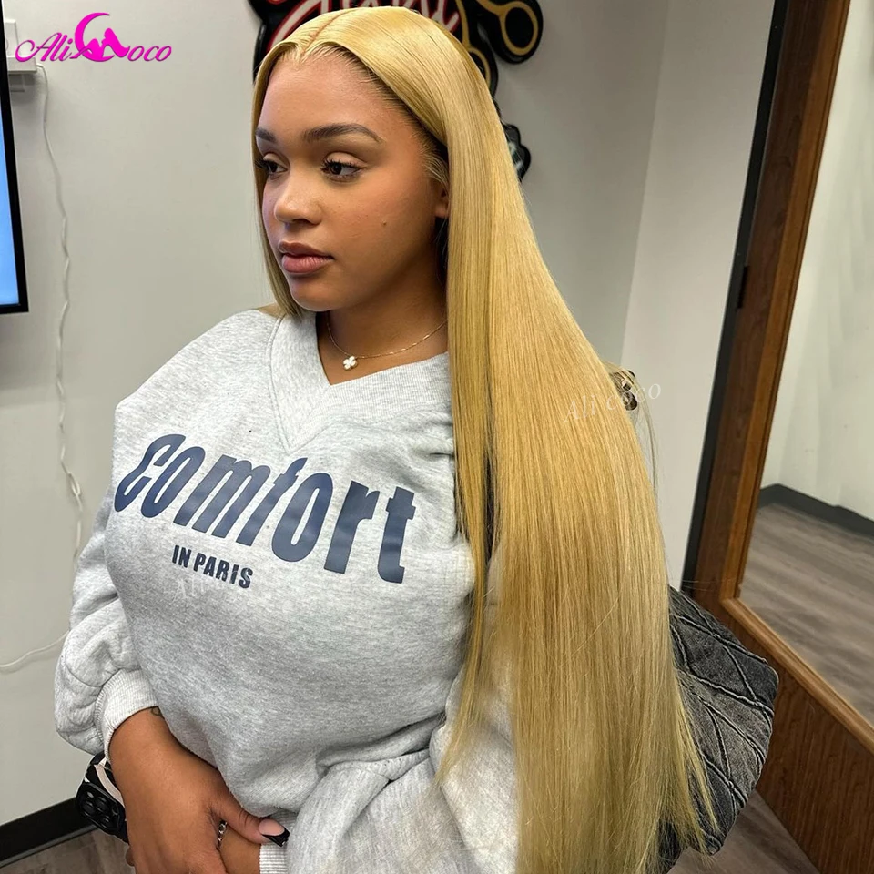 Honey Blonde Straight 13x6 13x4 Lace Front Wigs Human Hair For Women Transparent 5x5 Lace Frontal Wigs 200 Density Blonde Wigs