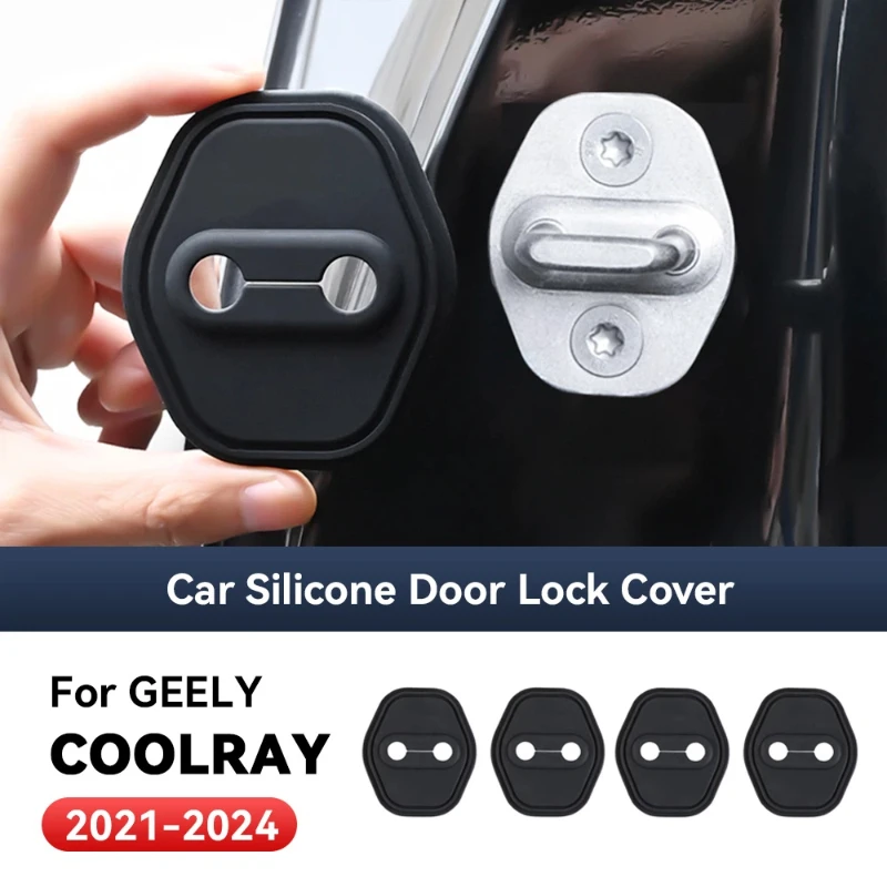 

4pcs Car Decorat Accessories Silicone Protecte Auto Door Lock Latch Shock Absorber Cover For GEELY COOLRAY 2021-2024