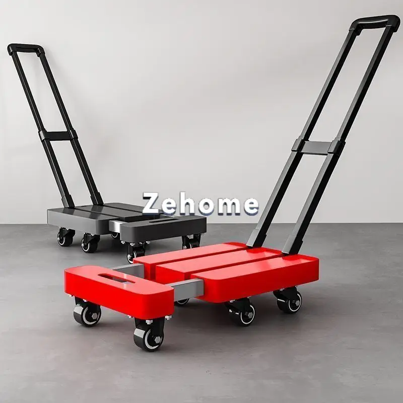 Wear-resistant and non-slip folding small pull cart retractable flatbed car upgraded thickened portable pull cart retractable