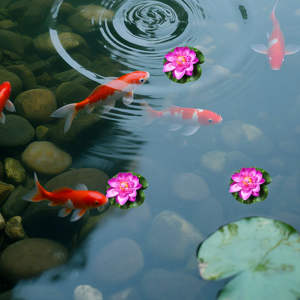 

8Pcs Artificial Lotus Flower Floating Plant Reusable Water-Resistant Decor for Pool Pond Aquarium Garden Artificial Pond Plants