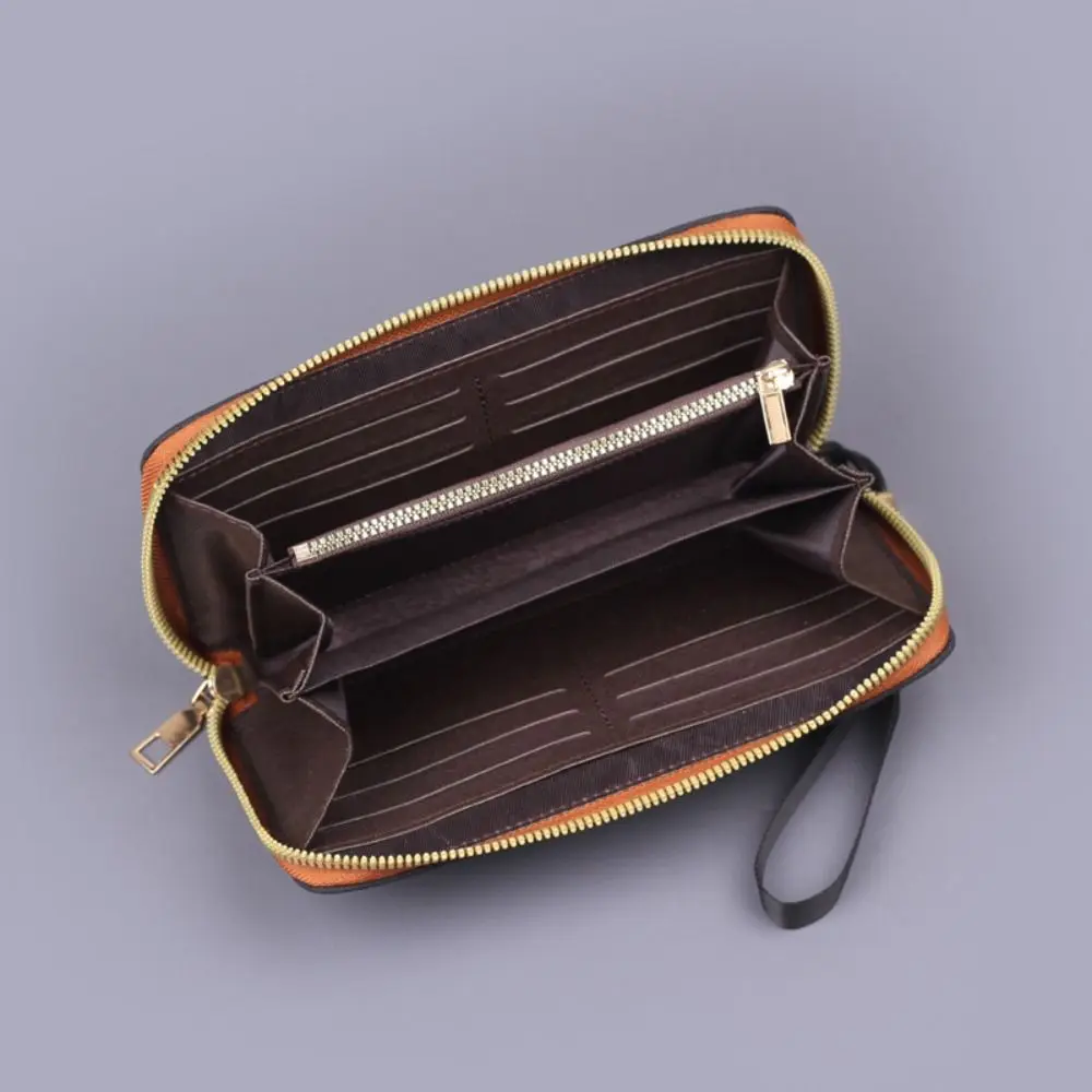 Portefeuille long en toile avec fermeture éclair pour homme, porte-cartes de grande capacité, sac solide pour document et téléphone, mode