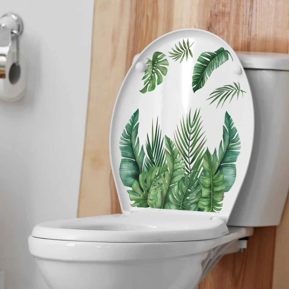 

25*30cm Plant Leaves Green Cartoon Wall Sticker Creative Toilet Restaurant Bathroom Commercial Place Decoration Pvc Wall Sticker