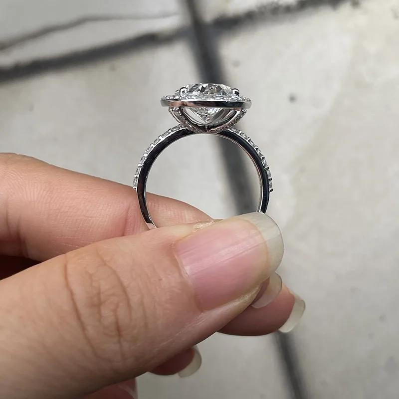 5CT البيضاوي الماس خاتم الخطوبة IGI مختبر نمت الماس DEF VS-VVS المخفية هالة البلاتين 950 خاتم للنساء مجوهرات الحفلات #4