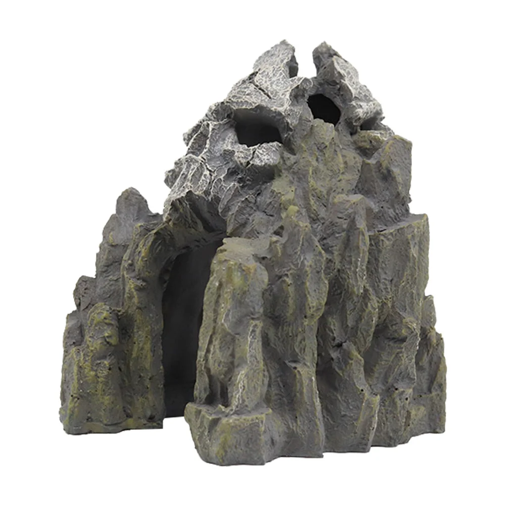 

Fish Tank Fake Hill Resin Skull Mountain Decoration Stable Base Aquarium Landscaping Shelter for Small Fish Hiding