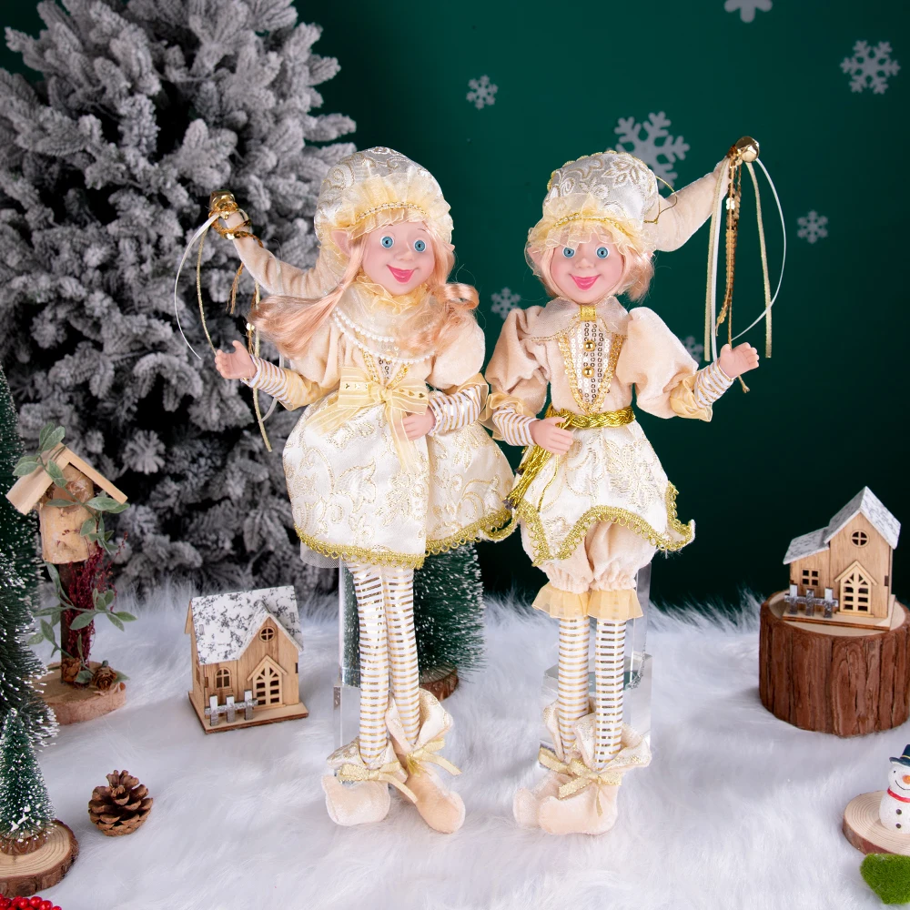 2024 New Year Christmas Elves Plush Elf Doll Xmas Decoration Navidad New Year Gifts Tree Hanging Ornaments Children Cute Toys