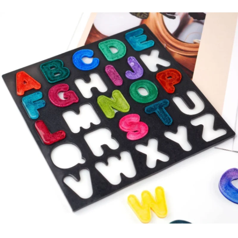 Diy Crystal Epoxyhars Mal Letterbord Geletterdheid Set Engels Letter Spiegel Siliconen Mal