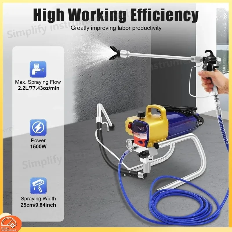 1500W Airless Paint Sprayer 3300 PSI High Pressure Wall Painting 2.2 L/min Spray Gun Airless Sprayer for