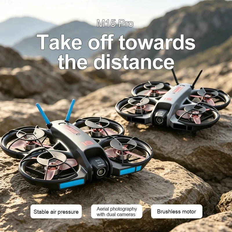 2026 New M15 FPV Drone with Screen Brushless Motor Optical Flow Positioning HD Camera Beginners RC Quadcopter Toy