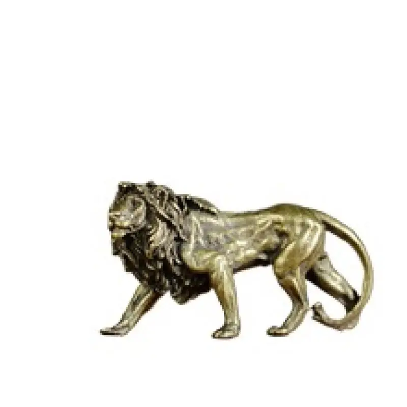 

Retro Brass Lion King Figurine Chinese Lion Statue Exquisite Copper Mini Lion Sculpture Office Decoration