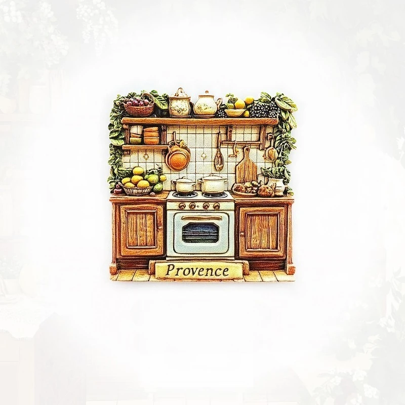 Imán de nevera de cocina Provenza, recuerdo de campo francés 3D, tarro de hierbas rústico, decoración, regalo mediterráneo único