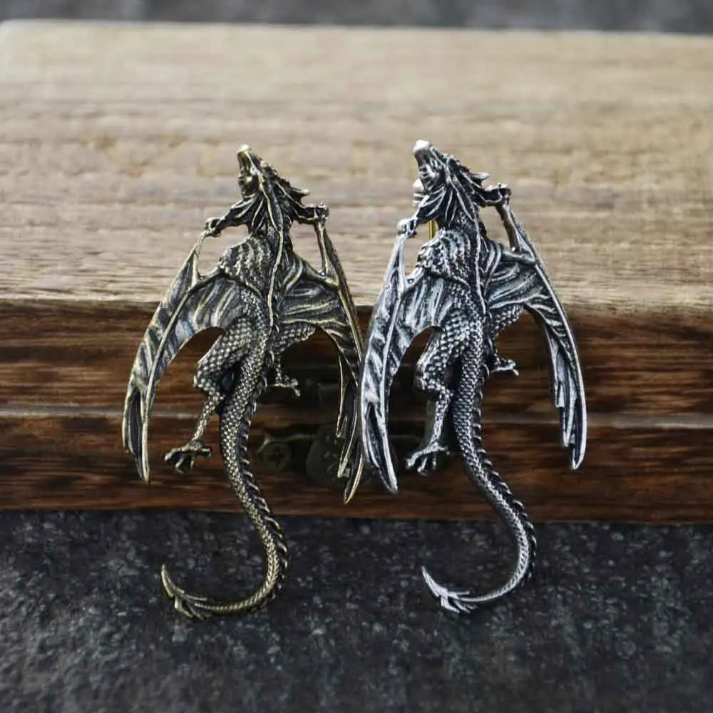 Gothic Flying Dragon Skandinavische Wikinger Brosche Pin Vintage Goth Metall Broschers Schmuck