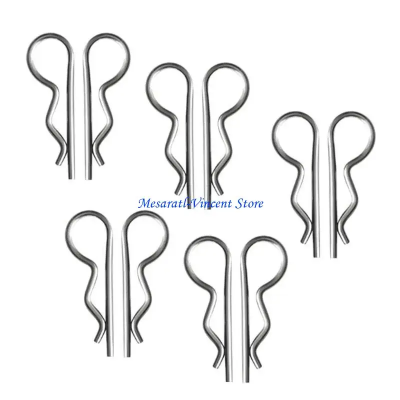 A70F 10pcs R Shaped Spring Cotter Pins Steel Hairpin Clips Marine Hardware Fastener for Effective Hitch Pin Locking