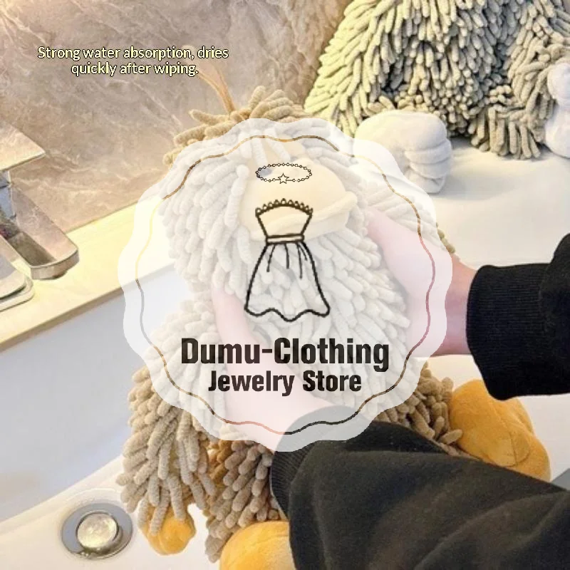 Cute Cartoon Monkey Shaped Hanging Hand Towel Chenille Absorbent Wipe Cloth Quick Dry For Kitchen Bathroom Hanging Towel