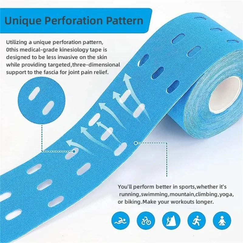 5cm Perforated Kinesiology Elastic Adhesive Tape Cotton Muscle Protection Athletes Breathable Gym Sports Glue Knee Protector