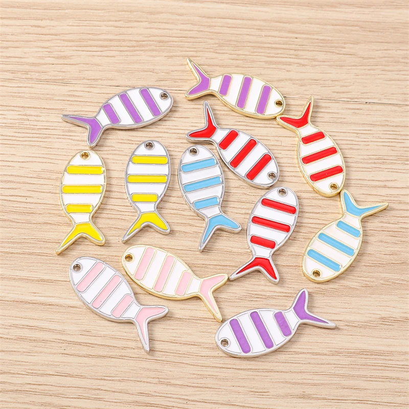 5 Stück 12x26mm Niedliche Bunte Emaille-Fisch-Anhänger für die Herstellung von Ohrhängern, Halsketten, Armbändern, DIY-Handwerk und Schmuckzubehör – Detail 15