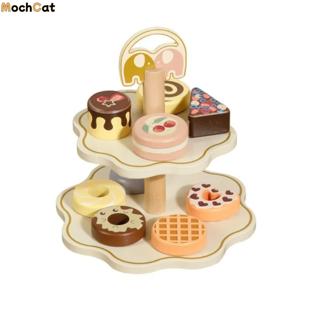 

Wooden Afternoon Tea Set Toy Simulation Assembled Tea Set Play Toy Montessori DIY Minature Pretend Play Kitchen Set