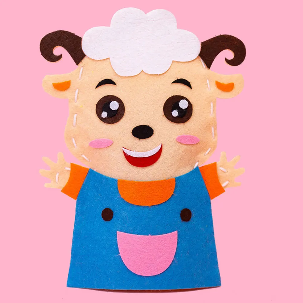 Marionnette à main Non tissée, ensemble artisanal de bricolage, Style dessin animé, sac de matériel éducatif pour enfants, Kit de couture pour développement précoce, 8 pièces