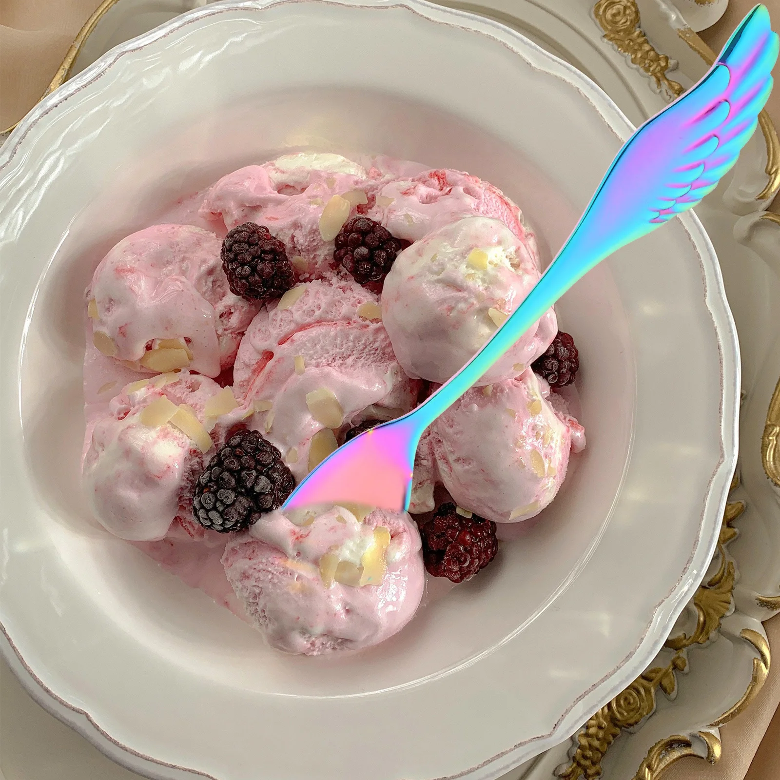 

1Set Stainless Steel Salad Fork Spoon Classic Design Multi-Function Reusable Wear-Resistant Dessert Appetizer Utensils