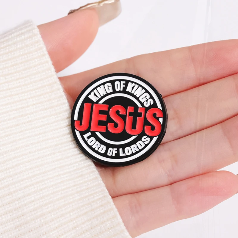 JESUS KNOW JOY Pines Distintivi da bavero Gioielli punk gotici Regalo per gli amici Spilla smaltata Gesù cristiano COSÌ personalizzata