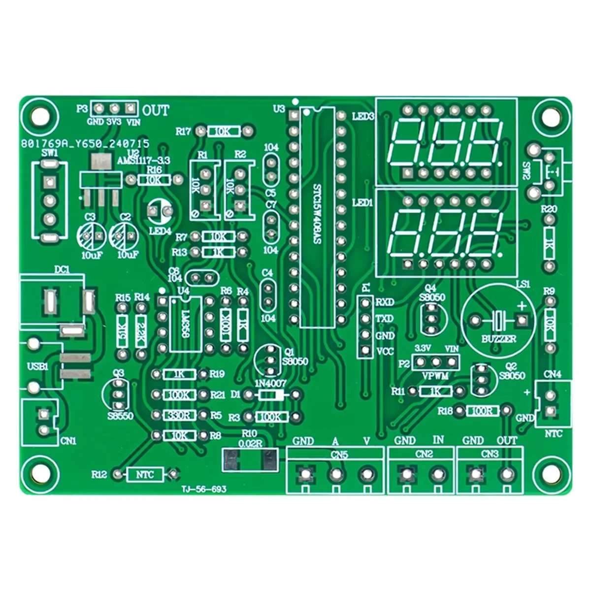 A72P Multi-Function Meter DIY Soldering Kit Voltage Current Temperature Measurement PWM Signal Generator Loose Parts No Shell